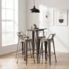 Tabouret de bar en métal et bois d'orme huilé