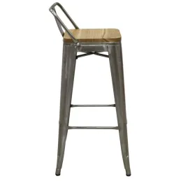 Tabouret de bar en métal et bois d'orme huilé