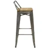 Tabouret de bar en métal et bois d'orme huilé