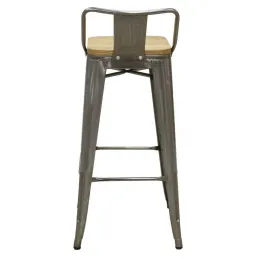 Tabouret de bar en métal et bois d'orme huilé