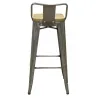 Tabouret de bar en métal et bois d'orme huilé