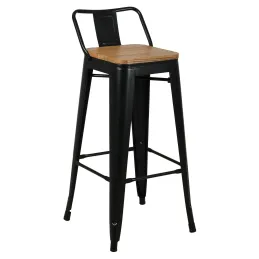 Tabouret de bar en métal et bois d'orme huilé