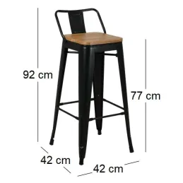 Tabouret de bar en métal et bois d'orme huilé
