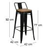 Tabouret de bar en métal et bois d'orme huilé