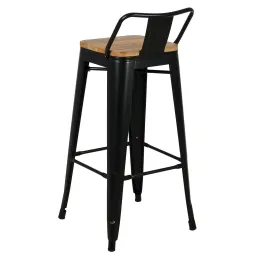 Tabouret de bar en métal et bois d'orme huilé