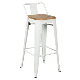 Tabouret de bar en métal et bois d'orme huilé