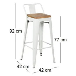 Tabouret de bar en métal et bois d'orme huilé