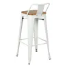 Tabouret de bar en métal et bois d'orme huilé