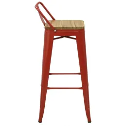 Tabouret de bar en métal et bois d'orme huilé