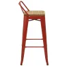 Tabouret de bar en métal et bois d'orme huilé
