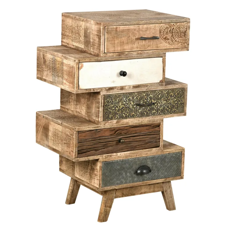 Commode 90cm en manguier et métal Zouma