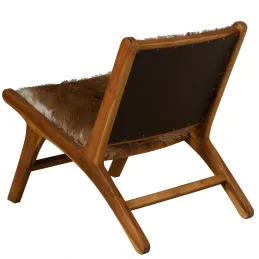 Fauteuil en teck et peau de chèvre Buru
