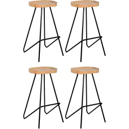 Tabouret de bar assise moulée en métal et bois d'orme huilé