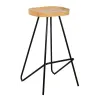 Tabouret de bar assise moulée en métal et bois d'orme huilé