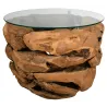 Table basse en teck et en verre Cavi