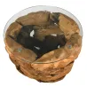 Table basse en teck et en verre Cavi