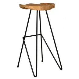 Tabouret de bar en teck et métal Elanga