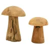 Champignons en teck naturel (Lot de 2)