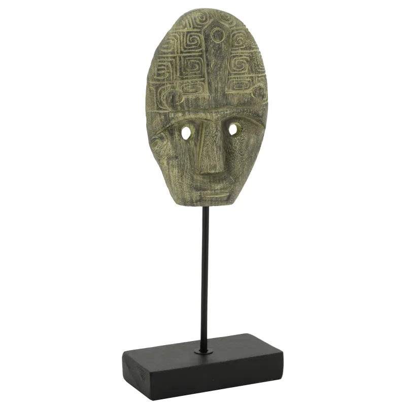 Masque Bali sur socle en teck recyclé