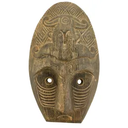 Masque ethnique en bois patiné