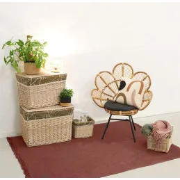 Fauteuil en rotin naturel et métal Bianca