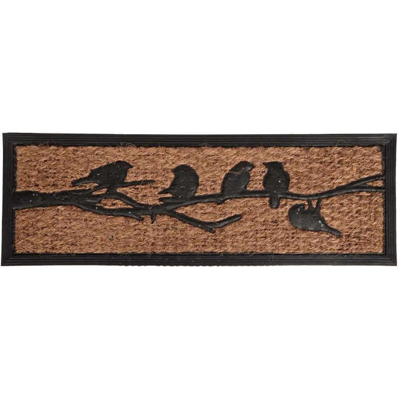 Paillasson caoutchouc et fibres de coco oiseaux