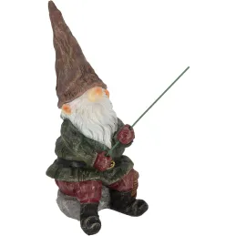 Nain de jardin avec canne à pêche en résine 25 cm