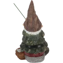 Nain de jardin avec canne à pêche en résine 25 cm