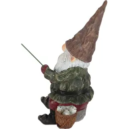 Nain de jardin avec canne à pêche en résine 25 cm
