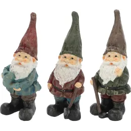Nain de jardin assortis en résine (Lot de 3)