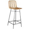 Tabouret de bar en métal et rotin