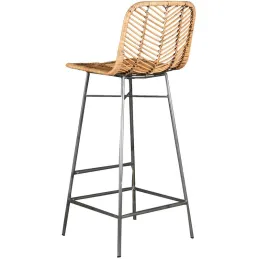 Tabouret de bar en métal et rotin