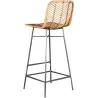 Tabouret de bar en métal et rotin