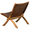 Fauteuil pliant en teck et cuir de vache tressé Cimahi