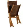 Fauteuil pliant en teck et cuir de vache tressé Cimahi