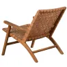 Fauteuil en teck et cuir de vache camel Munduk