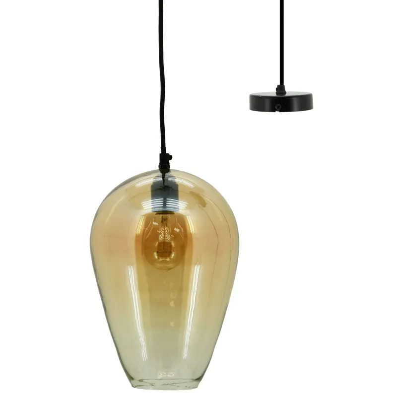 Suspension goutte en verre ambré