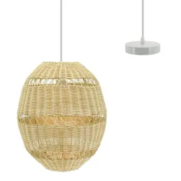 Suspension boule en rotin naturel ajouré et métal