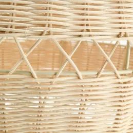 Suspension boule en rotin naturel ajouré et métal