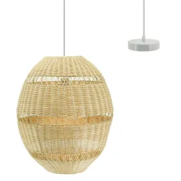 Suspension boule en rotin naturel ajouré et métal