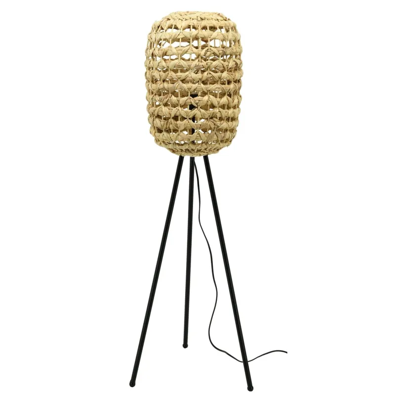Lampe haute en jacinthe naturelle et métal