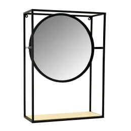 Miroir étagère en métal, verre et bois