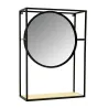 Miroir étagère en métal, verre et bois