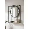 Miroir étagère en métal, verre et bois