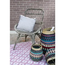 Paniers hauts en jonc naturel et teinté (Lot de 3)