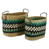 Paniers en jonc naturel et teinté (Lot de 2)