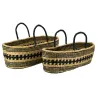 Paniers de rangement en jonc naturel et teinté (Lot de 2)