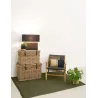 Fauteuil en teck et cuir de vache noir Makassar