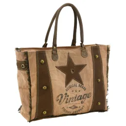 Sac en coton et cuir de buffle Vintage