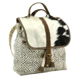 Sac à dos en coton et peau de vache Globe Trotteur